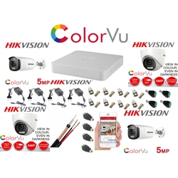 Mieszany profesjonalny zestaw do monitoringu Hikvision Color Vu Kamery 4 5MP IR40m i IR20m, pełne akcesoria