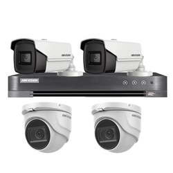 Mieszany system nadzoru Hikvision, 2 kamery wewnętrzne 8MP 4 w 1, IR 30m, 2 kamery zewnętrzne 4 w 1 8MP %p9 /% DVR 4 kanały 4K 8MP
