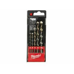 Milwaukee / 4, 5, 6, 8, 10 mm / ( 5 pieces) Rock drill set in plastic box