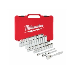 Milwaukee 50 Peça 1/4 Conjunto de soquete de catraca em polegadas (tamanhos métricos e em polegadas)