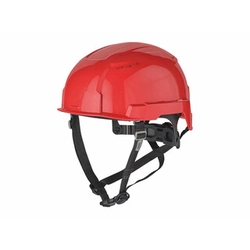 Milwaukee BOLT200 red work helmet with ventilation slots