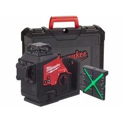 Milwaukee M12 3PL-0C Groene lijnlaser Effectieve straal met signaalinterceptor: 0 - 100 m | Zonder batterij en oplader | In een koffer