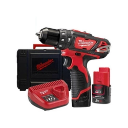 Milwaukee M12 BPD-202C cordless impact drill 12 V | 30 Nm | 0 - 10 mm | Carbon brush | 2 x 2 Ah battery + charger | In a suitcase