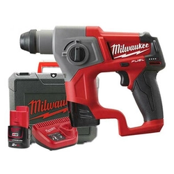 Milwaukee M12 CH-202C akkus fúrókalapács 12 V | 1,1 J | Betonban 13 mm | 1,7 kg | Szénkefementes | 2 x 2 Ah akku + töltő | Kofferben