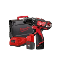 Milwaukee M12BDD-202X akutrelli juht padruniga 12 V | 30 Nm | Süsinikhari | 2 x 2 Ah aku + laadija | Heavy Duty puhul