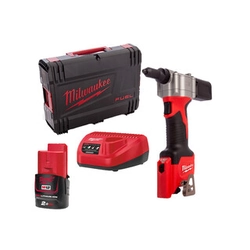 Milwaukee M12BPRT-201X Akku-Blindnietgerät 12 V | 2,4 - 4,8 mm | 9000 N | Kohlebürste | 1 x 2 Ah Akku + Ladegerät | Im Heavy Duty Koffer