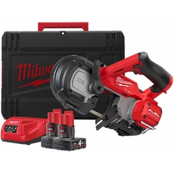 Milwaukee M12FBS64-402C Bezprzewodowa ręczna piła taśmowa 12 V | Piła taśmowa 776,29 mm x 12,7 mm x 0,5 mm | Bezszczotkowy węglowy | 2 x 4 Ah akumulator + ładowarka | W walizce