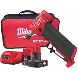 Milwaukee M12FDGA-422B Akku-Winkelschleifer 12 V | 6 mm/8 mm | Carbon bürstenlos | 2 Ah + 4 Ah Akku + Ladegerät | Im Karton