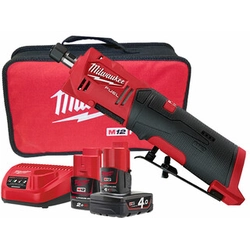 Milwaukee M12FDGS-422B accu-rechte schuurmachine 12 V | Koolborstelloos | 2 Ah + 4 Ah accu + lader | In een kartonnen doos