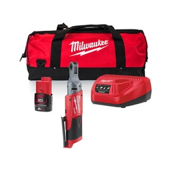 Milwaukee M12FIR38-201B Akumulatorowy klucz grzechotkowy 12 V | 3/8 cala | 75 Nm | Bezszczotkowy węglowy | 1 x 2 Ah akumulator + ładowarka | W kartonowym pudełku