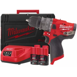 Milwaukee M12FPDX-202X akkuiskuporakone 12 V | 37 Nm | 0 - 13 mm | Hiiliharjaton | 2 x 2 Ah akku + laturi | Heavy Duty -tapauksessa