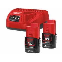 Milwaukee M12NRG-202 akumulatoru un lādētāju komplekts 12 V | 2 Ah