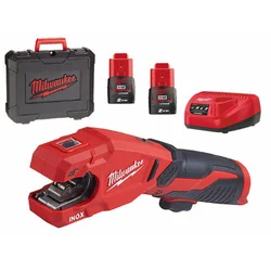 Milwaukee M12PCSS-202C akumulatorowy obcinak do rur 12 V | 12 - 28 mm | Szczotka węglowa | 2 x 2 Ah akumulator + ładowarka | W walizce