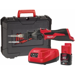 Milwaukee M12SI-201C akumulátorová páječka 12 V | 400 °C | 1 x 2 Ah baterie + nabíječka | V kufru