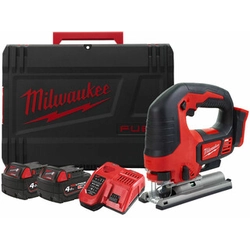 Milwaukee M18 BJS-402C wyrzynarka akumulatorowa 18 V | 135 mm | Szczotka węglowa | 2 x 4 Ah akumulator + ładowarka | W walizce