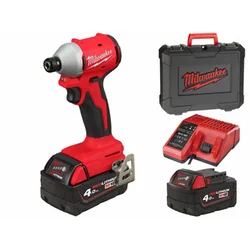 Milwaukee M18 BLIDRC-402C batteridrevet slagdriver med bitholder 18 V | 190 Nm | 1/4 tommer Hex | Kul uden børste | 2 x 4 Ah batteri + oplader | I Heavy Duty tilfælde