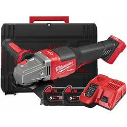 Milwaukee M18 FHSAG125XPDB-552X cordless angle grinder 18 V | 125 mm | 9000 RPM | Carbon brushless | 2 x 5,5 Ah battery + charger | In Heavy Duty case