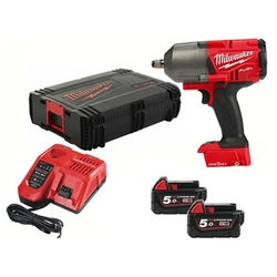 Milwaukee M18 ONEFHIWF12-502X draadloze slagschroevendraaier 18 V | 130 Nm/400 Nm/1356 Nm | 1/2 inch | Koolborstelloos | 2 x 5 Ah-accu + lader | In Heavy Duty-koffer