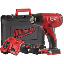 Milwaukee M18BHG-502C bezprzewodowa dmuchawa gorącego powietrza 18 V | 470°C | Szczotka węglowa | 2 x 5 Ah akumulator + ładowarka