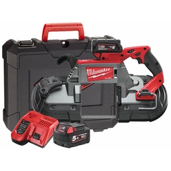 Milwaukee M18CBS125-502C Akumulátorová ručná pásová píla 18 V | Pílový pás 1140 mm x 13 mm x 0,5 mm | Carbon Brushless | 2 x 5 Ah batéria + nabíjačka | V kufri