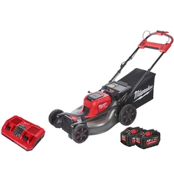 Milwaukee M18F2LM53-122 безжична самоходна косачка за трева 2 x 18 V | 530 mm | 0 - 6,4 км/ч | 2000 m² | Карбон без четки | 2 x 12 Ah батерия + зарядно