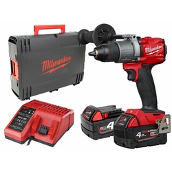 Milwaukee M18FDD2-402C cordless drill driver with chuck 18 V | 135 Nm | Carbon Brushless | 2 x 4 Ah battery + charger | In a suitcase