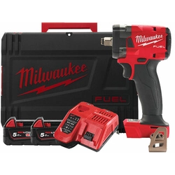 Milwaukee M18FIW2F12-502X akkuiskukoneisto 18 V | 34 Nm/102 Nm/203 Nm/339 Nm | 1/2 tuumaa | Hiiliharjaton | 2 x 5 Ah akku + laturi | Heavy Duty -tapauksessa