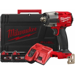 Milwaukee M18FMTIW2F12-502X akumulatorska udarna odvijač 18 V | 47 Nm/475 Nm/610 Nm/745 Nm | 1/2 inča | Ugljične četkice | 2 x 5 Ah baterija + punjač | U slučaju Heavy Duty