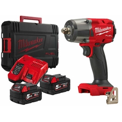 Milwaukee M18FMTIW2P12-502X akumulatorowa zakrętarka udarowa 18 V | 47 Nm/475 Nm/610 Nm/745 Nm | 1/2 cali | Bezszczotkowy węglowy | 2 x 5 Ah akumulator + ładowarka | W przypadku Heavy Duty