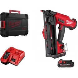 Milwaukee M18FN16GA-202X akumulátorová klincovačka 18 V | 32 - 64 mm | Priemer 1,6 mm | 20 ° | Carbon Brushless | 2 x 2 Ah batéria + nabíjačka | V prípade Heavy Duty