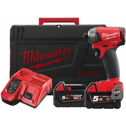 Milwaukee M18FQID-502X akumulatorski udarni vijačnik z držalom za nastavke 18 V | 50 Nm | 1/4 bitov | Brez ščetk | 2 x 5 Ah baterija + polnilec | V primeru Heavy Duty