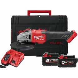 Milwaukee M18FSAG125XB-502X akkus sarokcsiszoló 18 V | 125 mm | 8500 RPM | Szénkefementes | 2 x 5 Ah akku + töltő | Heavy Duty kofferben