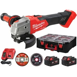 Milwaukee M18FSAG125XB100P-502P akumulatorska kutna brusilica 18 V | 125 mm | 8500 RPM | Ugljične četkice | 2 x 5 Ah baterija + punjač | U slučaju Heavy Duty