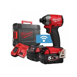 Milwaukee M18ONEID2-502X sladdlös slagdrivare med bitshållare 18 V | 119 Nm/176 Nm/226 Nm | 1/4 tum | Kolborstfri | 2 x 5 Ah batteri + laddare | I Heavy Duty fall