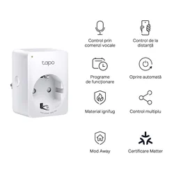 Mini priza WiFi smart compatibila cu Matter TP-Link - TAPO P100M