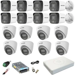 Mišri stebėjimo sistema 16 Hikvision kameros 2MP Dvigubos šviesos DVR 4MP su priedais