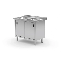 Mobile in acciaio inox con lavelli 2 100x60x85 Polgast 227106