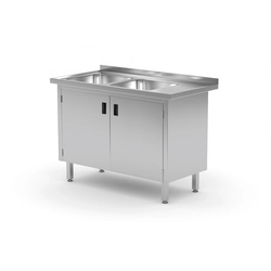 Mobile in acciaio inox con lavelli 2 120x70x85 Polgast 228127