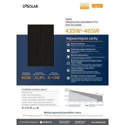 Moduł fotowoltaiczny Panel PV 445Wp Das Solar DAS-DH108ND-445_BP, bifacial, full black