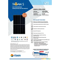 Module photovoltaïque Panneau PV 415Wp Risen RSM40-8-415M Mono Half Cut Black Frame 15-lat garantie