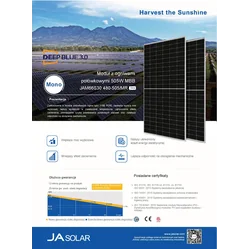Module photovoltaïque Panneau PV 505Wp Ja Solar JAM66S30-505/MR_BF Deep Blue 3.0 Cadre Noir Cadre Noir