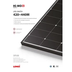 Módulo fotovoltaico Painel fotovoltaico 440Wp Longi Solar LR5-54HTH-440M Hi-MO 6 Explorer Black Frame Moldura preta