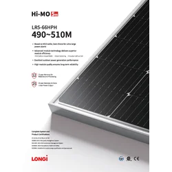 Módulo fotovoltaico Painel fotovoltaico 505W Longi LR5-66HPH-505M Hi-MO 5M Moldura preta Moldura preta