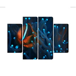 Moniosainen maalaus Clownfish In Anemone 3D