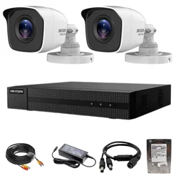 Monitorovací systém Hikvision TurboHD HiWatch 2 kamery 2MP IR 20m objektív 2.8mm XVR 4 kanály 2MP s HDD príslušenstvom 500GB