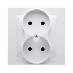 MONOBLOCK double socket without grounding (module)16A, 250V~, screw terminals, white *Complete - not for white frames Simon10