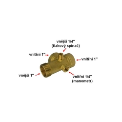 Montering 5-cestná messing PN10 stang, 91mm