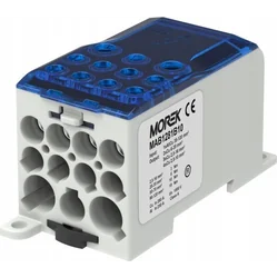 MOREK Blok dystrybucyjny - rozdzielczy OJL280A niebieski nosotros: 1xAl/Cu 35-120 wy: 2x6-35mm2/5x2,5-16mm2/ 4x2,5-10mm2 1000V MAB1281B10