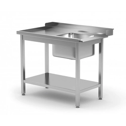 Mosogatógép betöltőasztal mosogatóval és polccal - bal 800 x 760 x 850 mm POLGAST 238087-760-L 238087-760-L