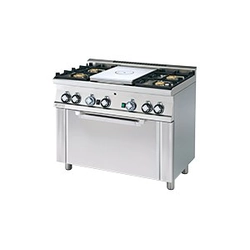 MR | Cuisinière à gaz avec une plaque en fonte et un réchaud.RM Gastro TPF4-610 G 4-palnikowa 27,5 kW